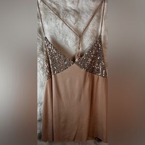 Sequin Embellished Tan Camisole